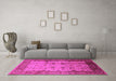 Machine Washable Oriental Pink Industrial Rug in a Living Room, wshurb3033pnk