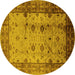 Round Oriental Yellow Industrial Rug, urb3033yw