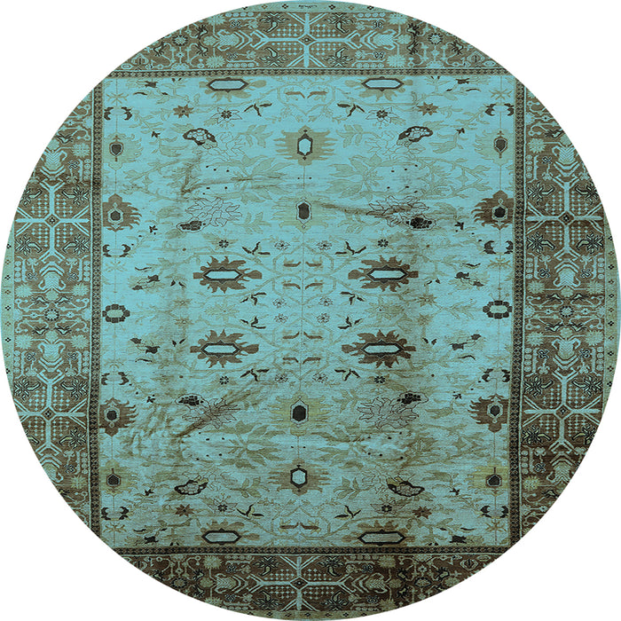 Round Oriental Light Blue Industrial Rug, urb3033lblu