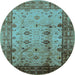 Round Oriental Light Blue Industrial Rug, urb3033lblu