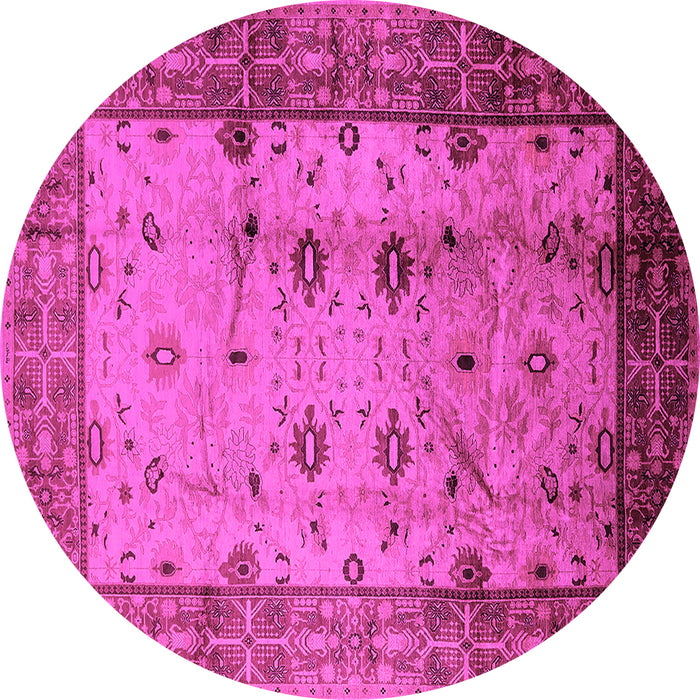 Round Machine Washable Oriental Pink Industrial Rug, wshurb3033pnk