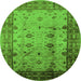 Round Oriental Green Industrial Rug, urb3033grn