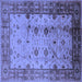 Square Machine Washable Oriental Blue Industrial Rug, wshurb3033blu