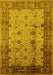 Machine Washable Oriental Yellow Industrial Rug, wshurb3033yw