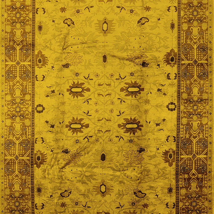 Machine Washable Oriental Yellow Industrial Rug, wshurb3033yw