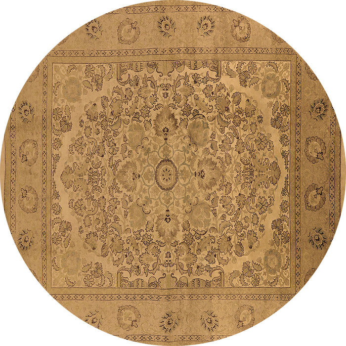 Round Machine Washable Oriental Brown Industrial Rug, wshurb3034brn