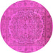 Round Machine Washable Oriental Pink Industrial Rug, wshurb3034pnk