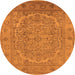 Round Machine Washable Oriental Orange Industrial Area Rugs, wshurb3034org