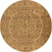 Round Oriental Brown Industrial Rug, urb3034brn