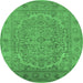 Round Oriental Emerald Green Industrial Rug, urb3034emgrn