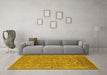 Machine Washable Oriental Yellow Industrial Rug in a Living Room, wshurb3034yw