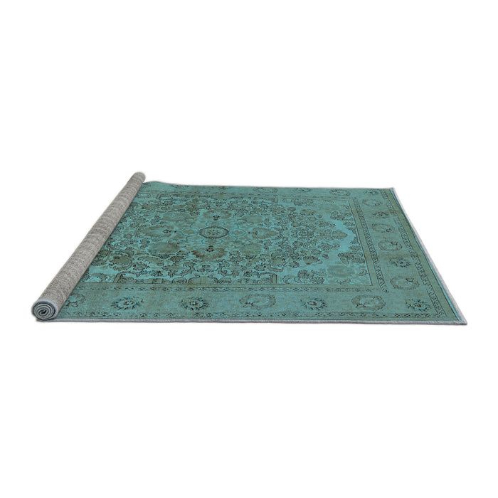 Sideview of Machine Washable Oriental Light Blue Industrial Rug, wshurb3034lblu
