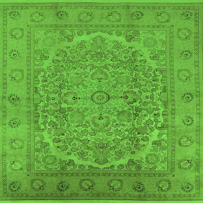 Square Machine Washable Oriental Green Industrial Area Rugs, wshurb3034grn
