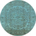 Round Oriental Light Blue Industrial Rug, urb3034lblu