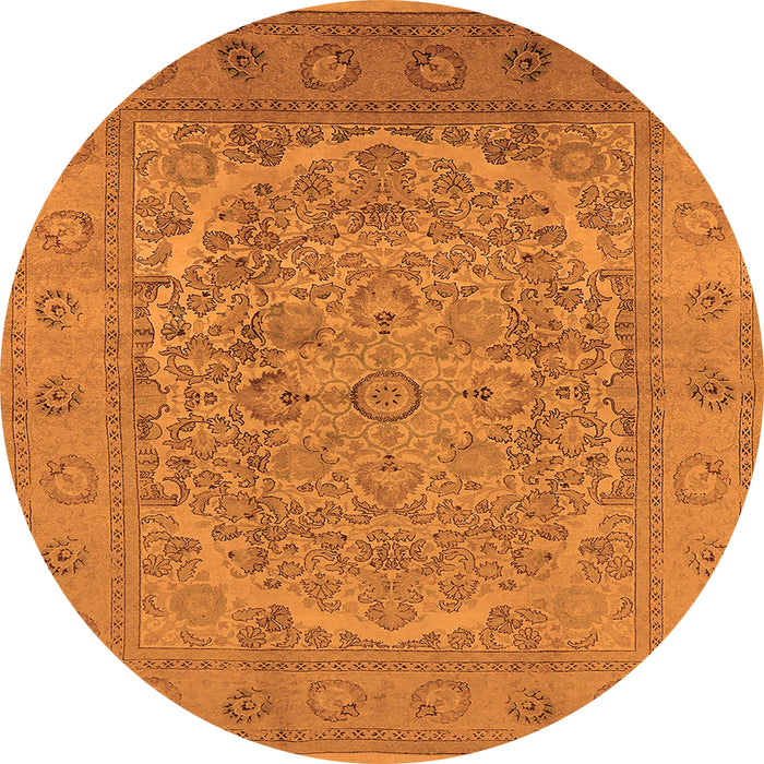 Round Oriental Orange Industrial Rug, urb3034org