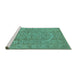 Sideview of Machine Washable Oriental Turquoise Industrial Area Rugs, wshurb3034turq