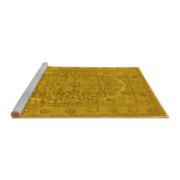 Sideview of Machine Washable Oriental Yellow Industrial Rug, wshurb3034yw