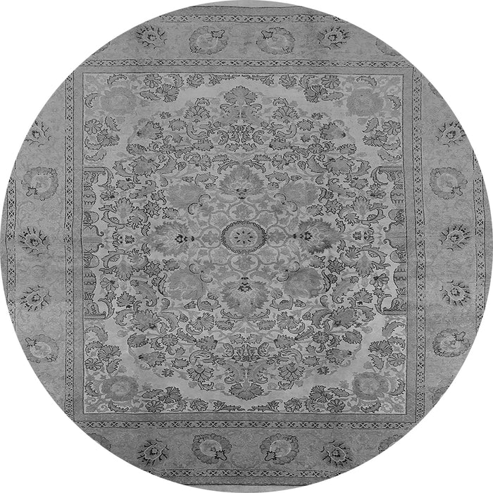 Round Machine Washable Oriental Gray Industrial Rug, wshurb3034gry