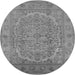 Round Machine Washable Oriental Gray Industrial Rug, wshurb3034gry