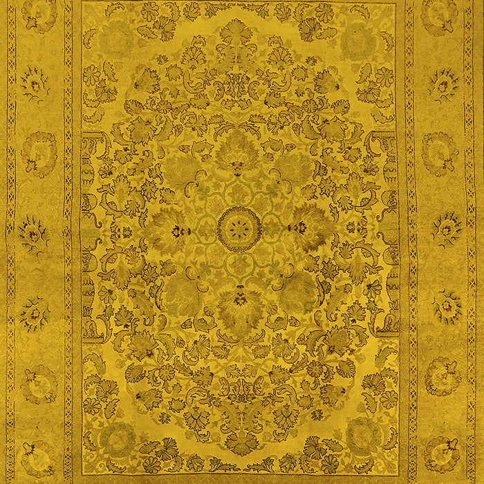 Machine Washable Oriental Yellow Industrial Rug, wshurb3034yw
