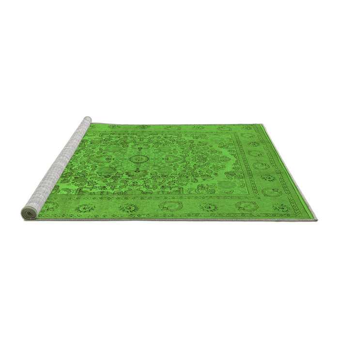 Sideview of Machine Washable Oriental Green Industrial Area Rugs, wshurb3034grn