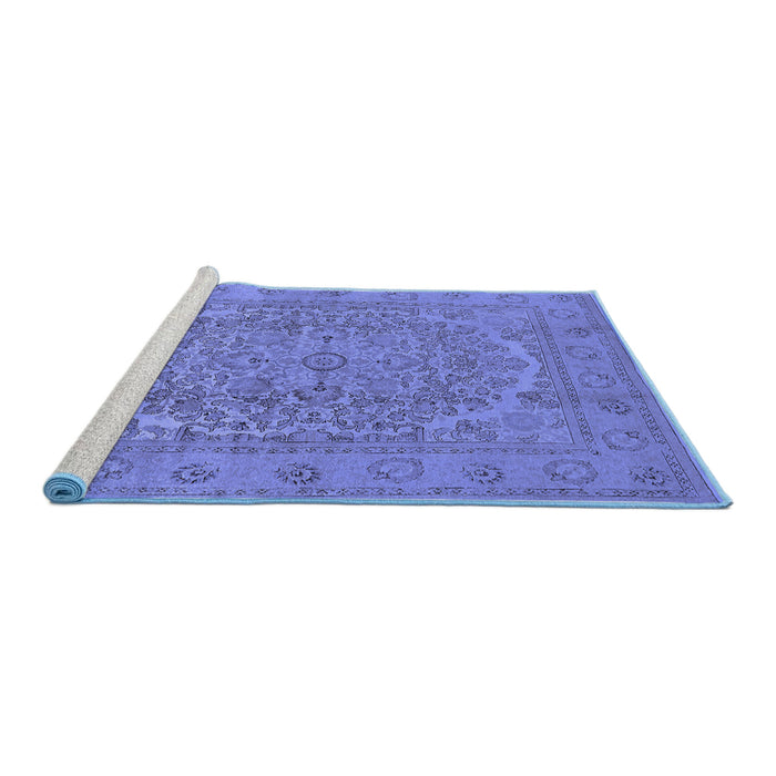 Sideview of Machine Washable Oriental Blue Industrial Rug, wshurb3034blu