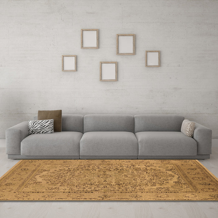 Machine Washable Oriental Brown Industrial Rug in a Living Room,, wshurb3034brn