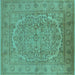 Square Oriental Turquoise Industrial Rug, urb3034turq