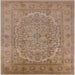 Square Mid-Century Modern Light Brown Oriental Rug, urb3034