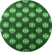 Round Oriental Emerald Green Industrial Rug, urb3035emgrn