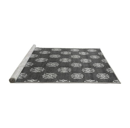 Sideview of Machine Washable Oriental Gray Industrial Rug, wshurb3035gry
