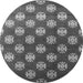 Round Machine Washable Oriental Gray Industrial Rug, wshurb3035gry