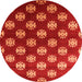 Round Machine Washable Oriental Orange Industrial Area Rugs, wshurb3035org