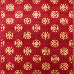 Square Mid-Century Modern Red Oriental Rug, urb3035