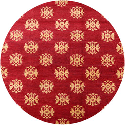 Round Mid-Century Modern Red Oriental Rug, urb3035
