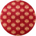 Round Mid-Century Modern Red Oriental Rug, urb3035