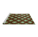 Sideview of Machine Washable Oriental Turquoise Industrial Area Rugs, wshurb3035turq