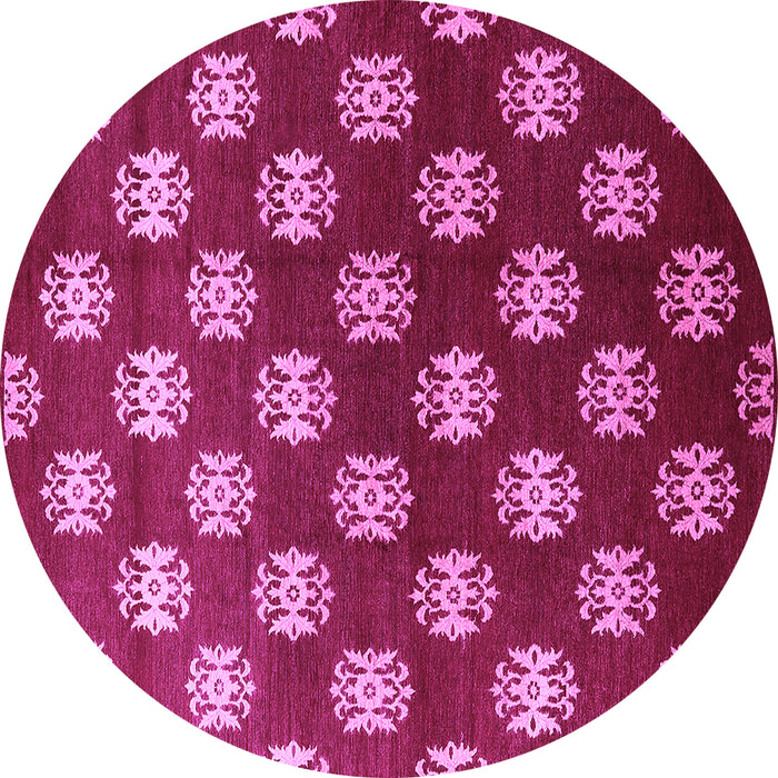 Round Machine Washable Oriental Purple Industrial Area Rugs, wshurb3035pur