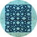 Round Oriental Light Blue Industrial Rug, urb3036lblu