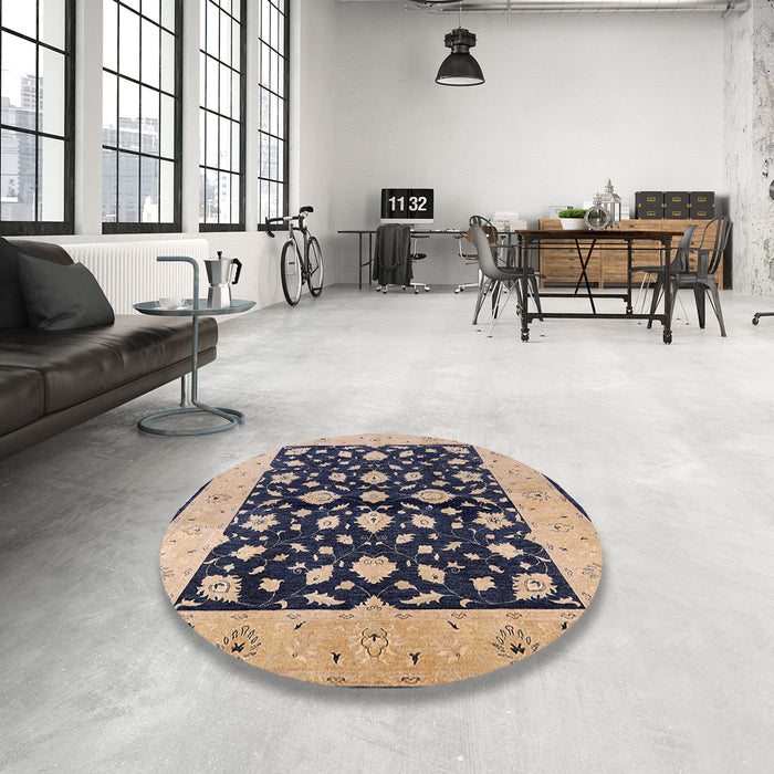Round Machine Washable Industrial Modern Plum Purple Rug in a Office, wshurb3036