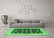 Machine Washable Oriental Emerald Green Industrial Area Rugs in a Living Room,, wshurb3036emgrn