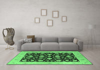 Machine Washable Oriental Emerald Green Industrial Rug, wshurb3036emgrn