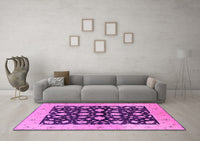 Machine Washable Oriental Pink Industrial Rug, wshurb3036pnk