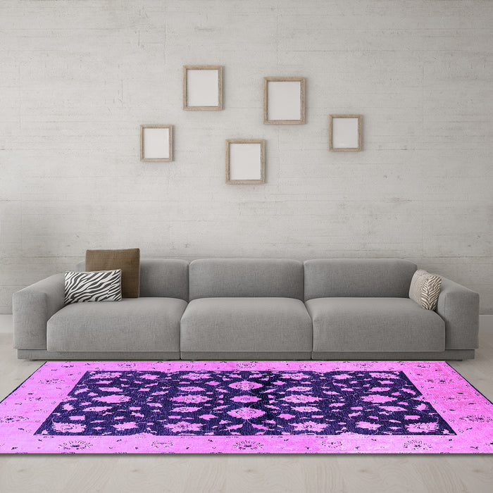 Machine Washable Oriental Purple Industrial Area Rugs in a Living Room, wshurb3036pur