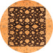 Round Machine Washable Oriental Orange Industrial Area Rugs, wshurb3036org