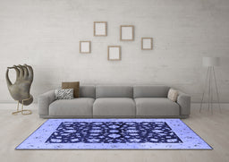 Machine Washable Oriental Blue Industrial Rug in a Living Room, wshurb3036blu