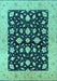 Machine Washable Oriental Turquoise Industrial Area Rugs, wshurb3036turq