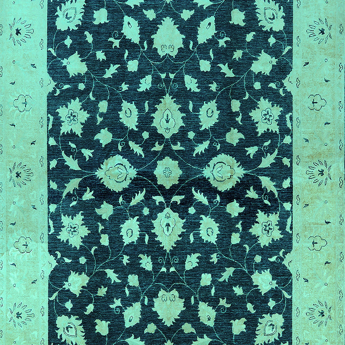 Machine Washable Oriental Turquoise Industrial Area Rugs, wshurb3036turq