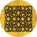 Round Machine Washable Oriental Yellow Industrial Rug, wshurb3036yw