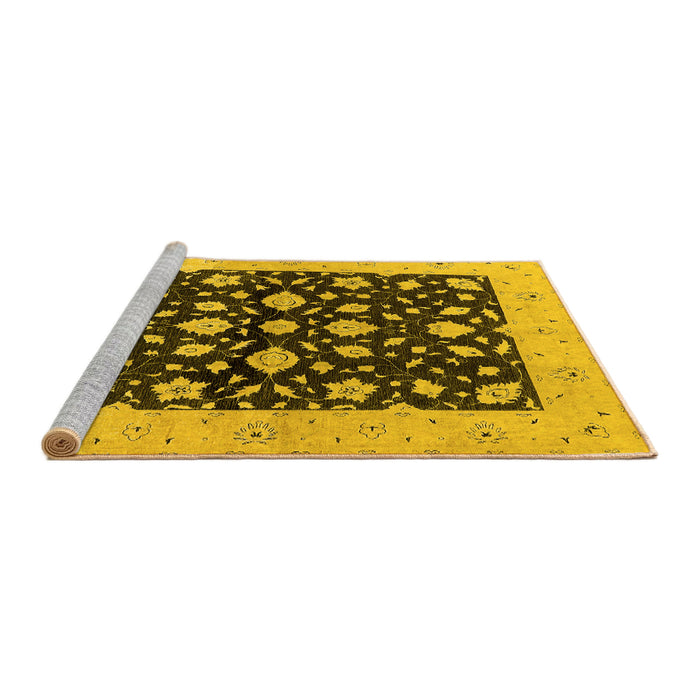Sideview of Machine Washable Oriental Yellow Industrial Rug, wshurb3036yw